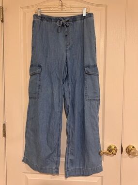 GAP Blue Denim Print Cargo Pants